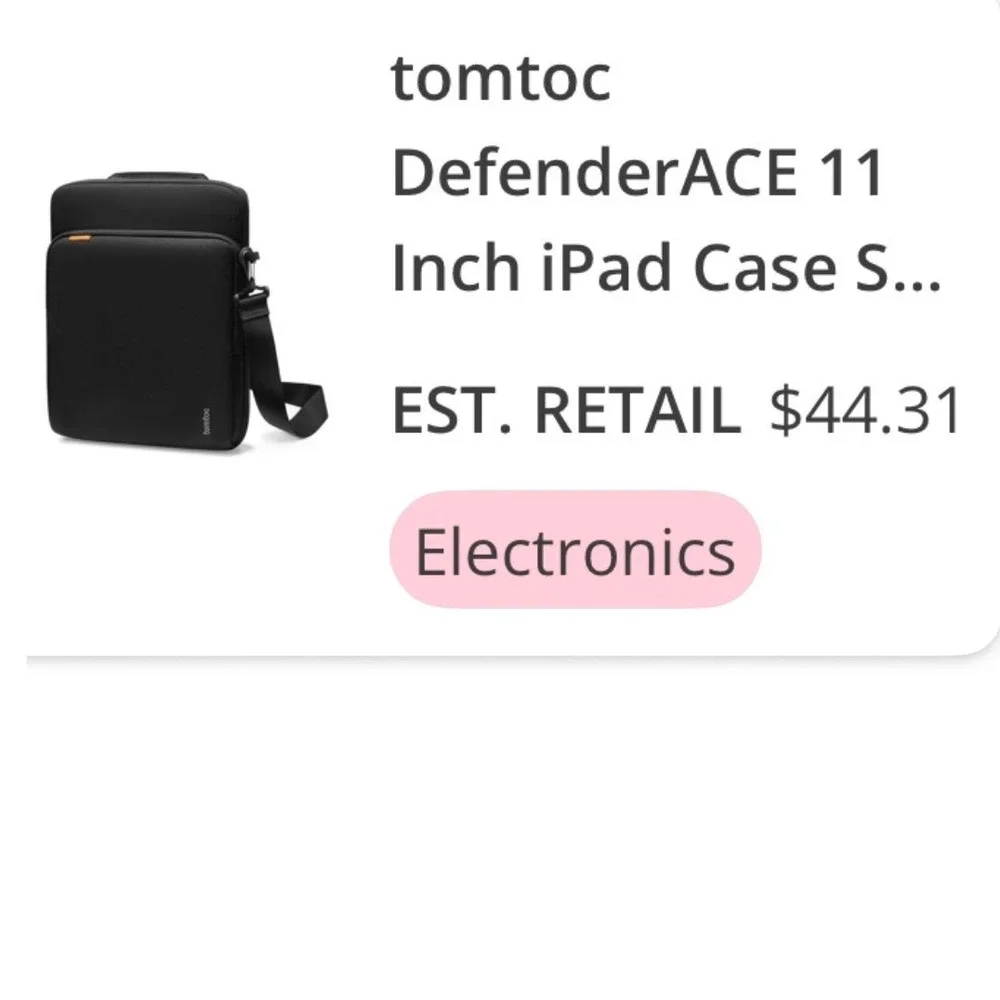 tomtoc DefenderACE 11 Inch iPad‎ Case Shoulder Bag Black YKK Zippers NEW